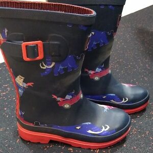 Joules Kids' Navy and Red Rain Boots with Fun Print